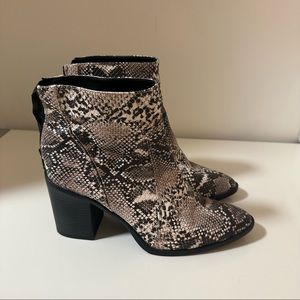 Snake print ankle boots